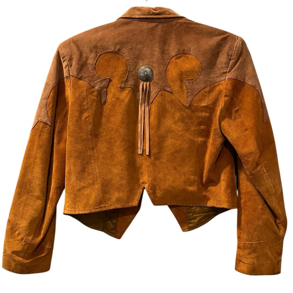 Vintage Pioneer Wear Leather Western Fringe Cropped Jacket Size Medium MINT Cond - Picture 10 of 13